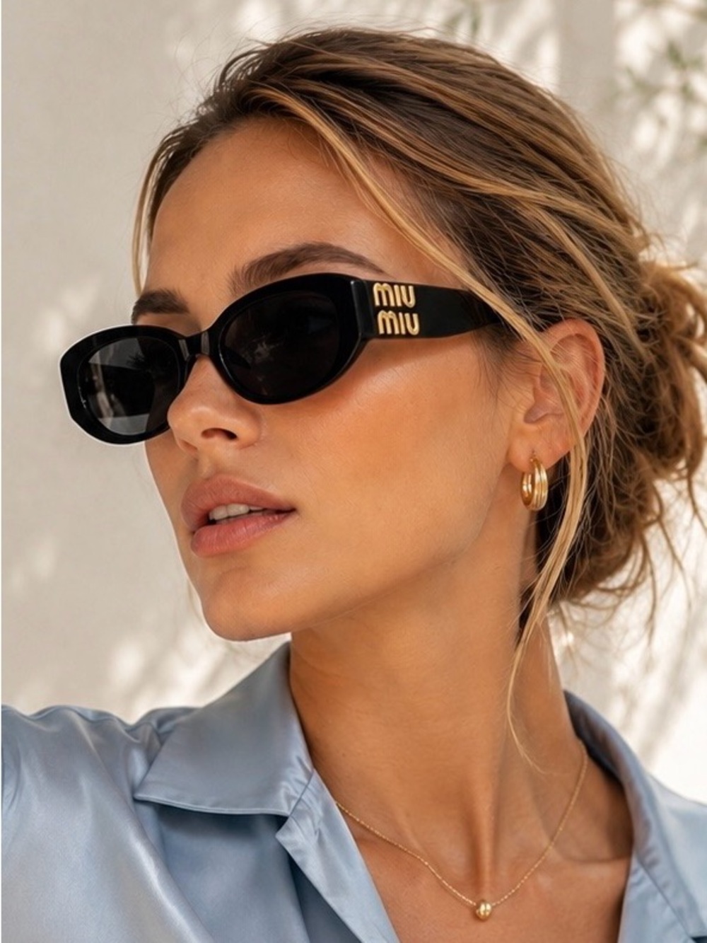 MIU MIU Sunglasses SMU 11WS 1AB5SO Black Gold Dark Gray Lens Women Authentic